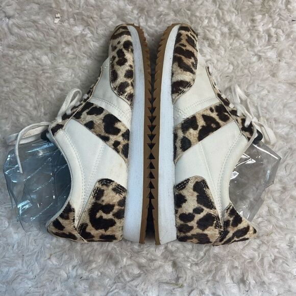 J.Crew Calf hair Animal Print lace up low top Sneakers Size 8 M - Picture 7 of 9